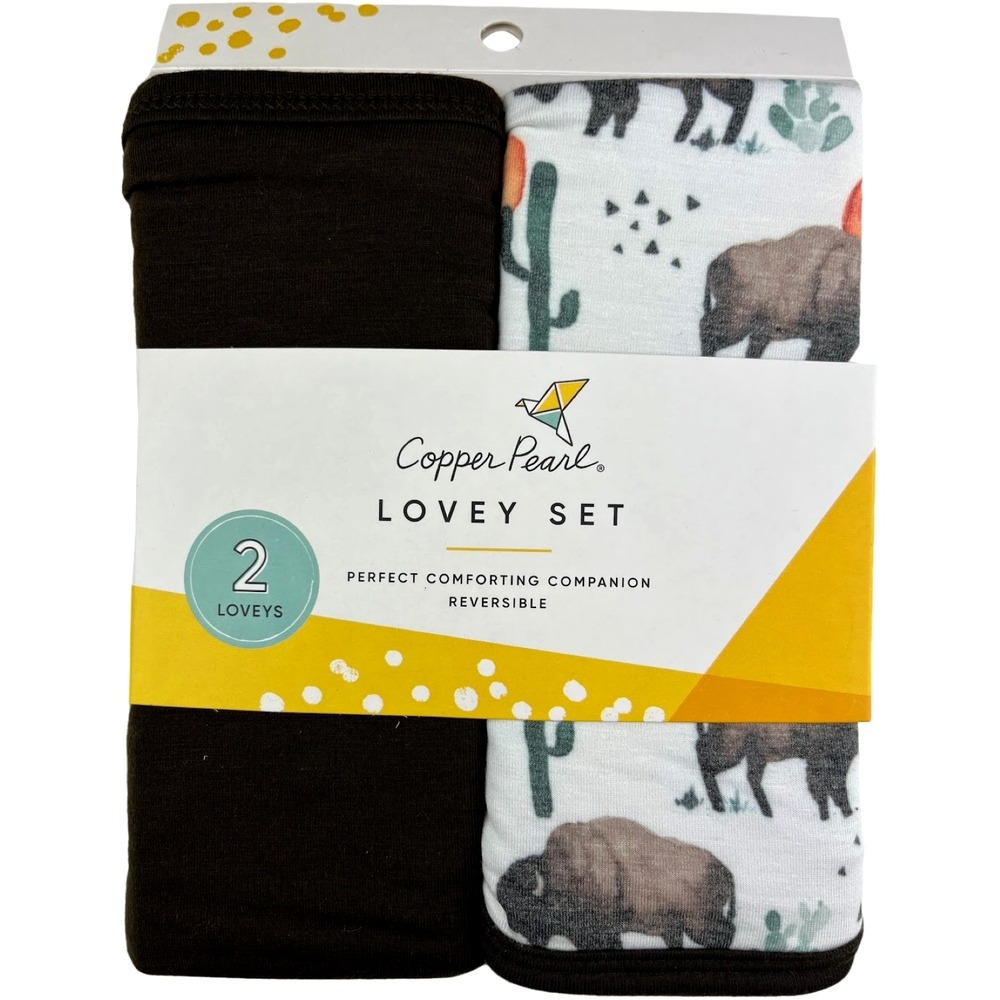 2‎ Unisex Bison Cactus Sunset 3 Layer Baby Lovey Set Copper Pearl Security NWT